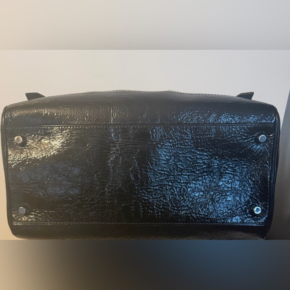 Burberry Black Beat Check Nylon and Patent Leather Buckle Satchel - Picture 7 of 13